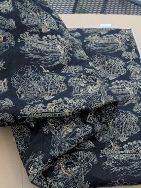 Black Toile Quilt w/ Cream Scenic Print Riverton Timber Mill 42 X 44" Classic